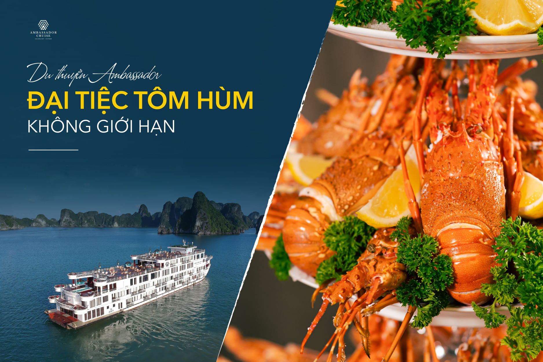 Du thuyền Ambassador Hạ Long Tiệc tôm hùm